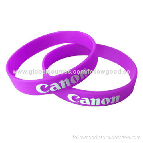 Embossed Ink-filled Silicone Wristbands, Customized Sizes, Shapes and Packing Available